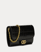 Ralph Lauren Croc-Embossed Medium Adair Crossbody  -  Black