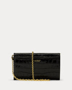 Ralph Lauren Croc-Embossed Medium Adair Crossbody  -  Black