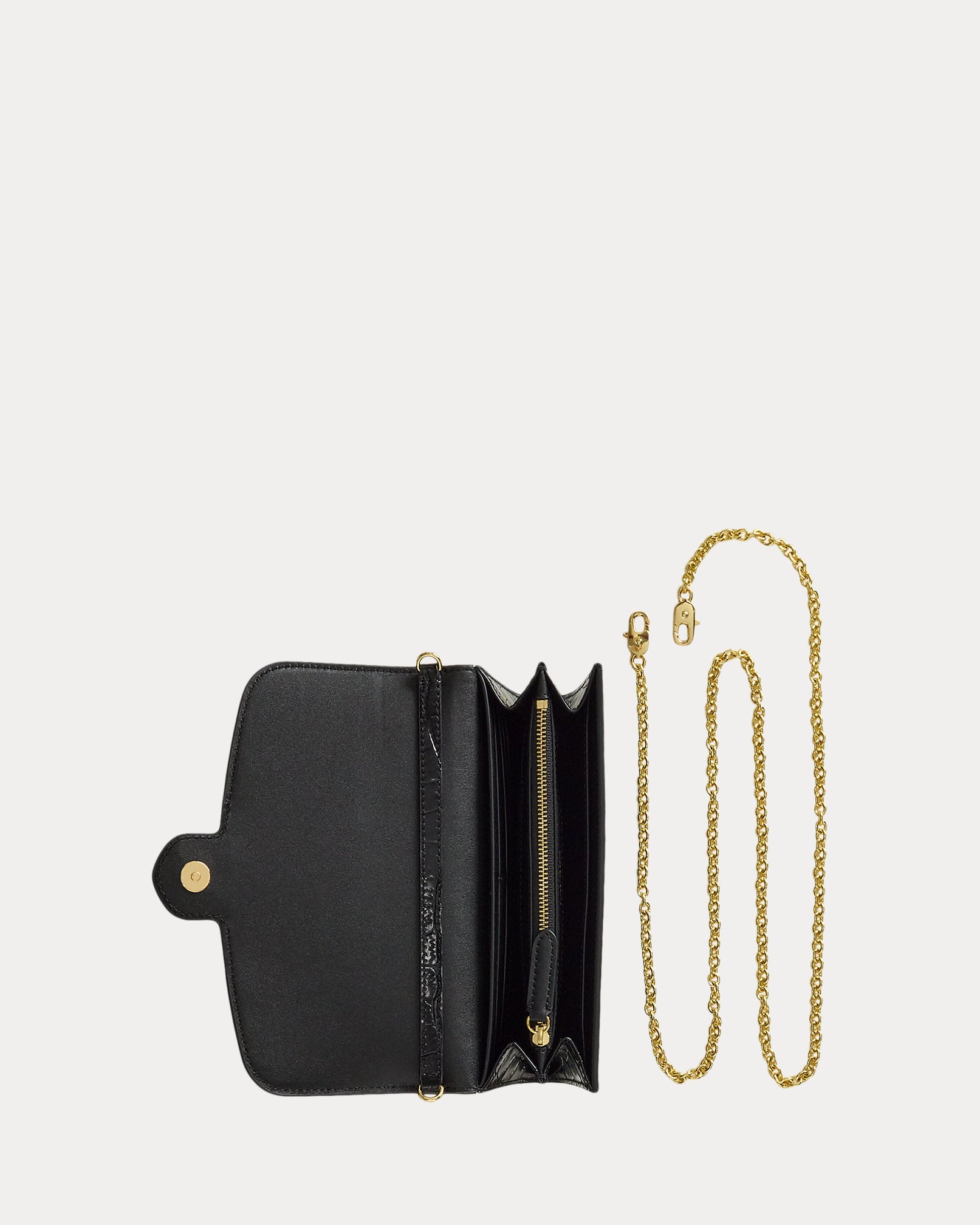 Ralph Lauren Croc-Embossed Medium Adair Crossbody  -  Black