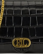 Ralph Lauren Croc-Embossed Medium Adair Crossbody  -  Black