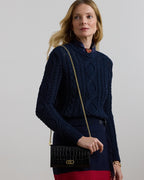 Ralph Lauren Croc-Embossed Medium Adair Crossbody  -  Black