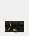 Ralph Lauren Croc-Embossed Medium Adair Crossbody  -  Black