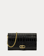 Ralph Lauren Croc-Embossed Medium Adair Crossbody  -  Black