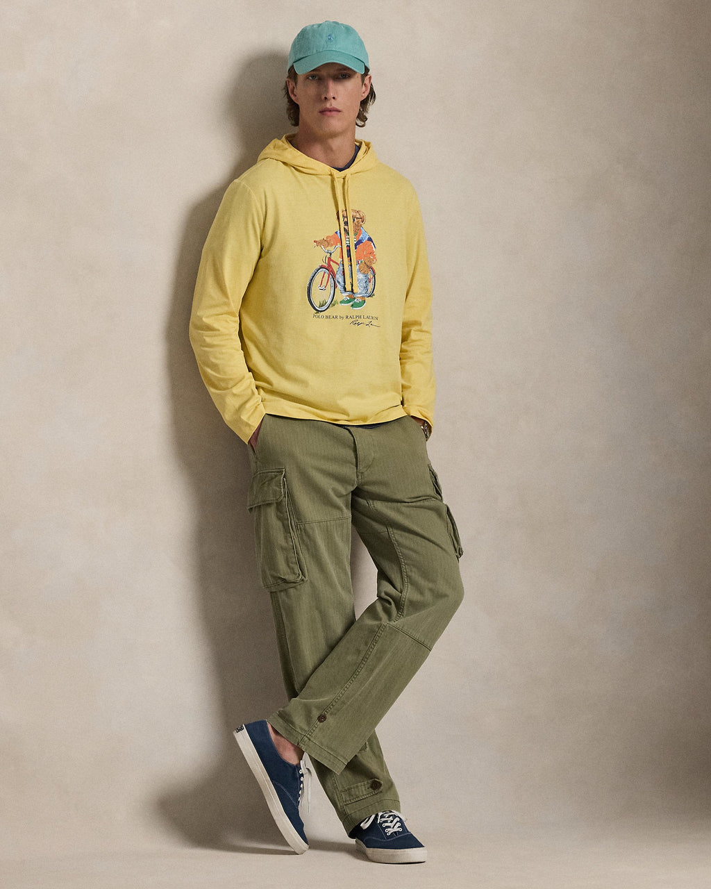 Ralph Lauren Men Polo Bear Hooded T-Shirt  -  Corn Yellow Summer Bear
