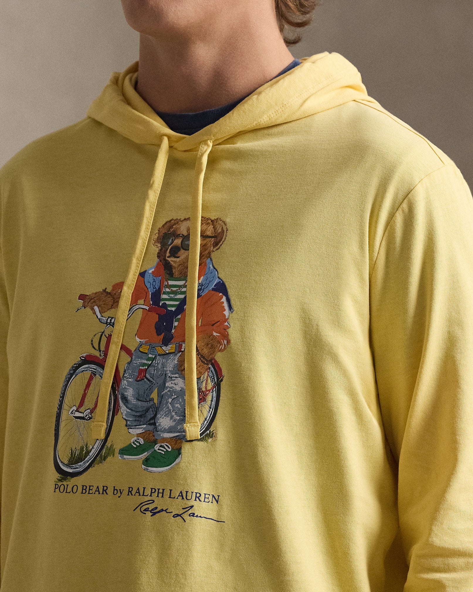 Ralph Lauren Men Polo Bear Hooded T-Shirt  -  Corn Yellow Summer Bear