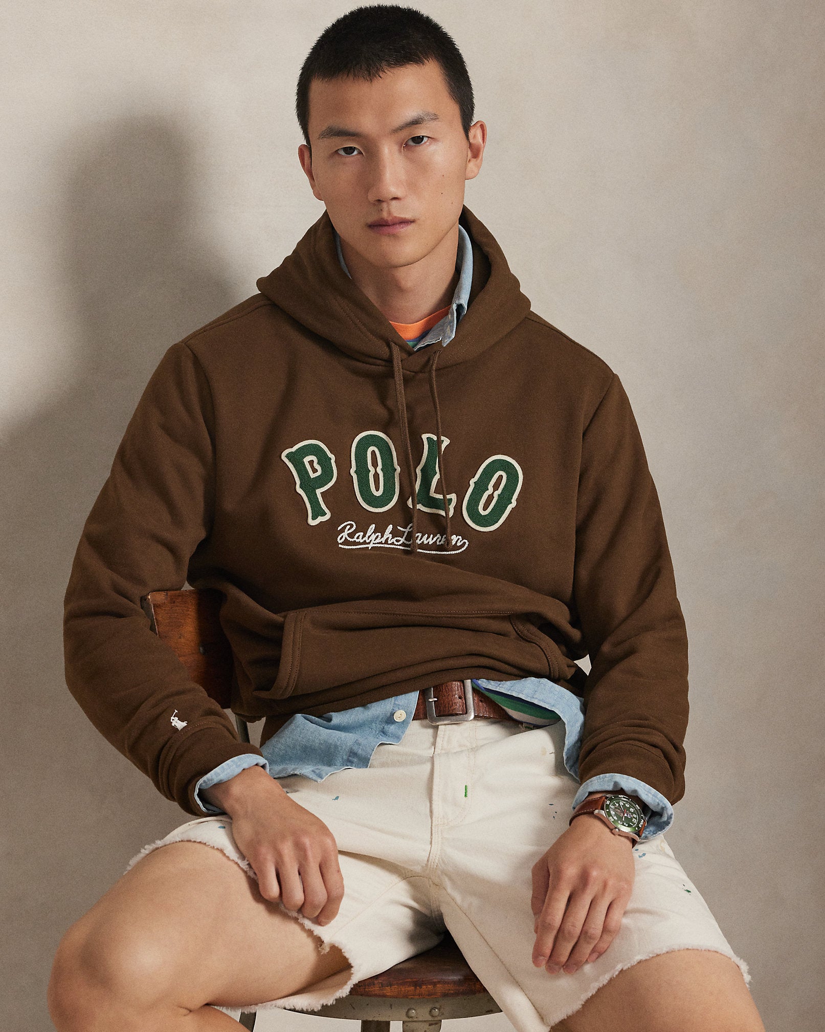Ralph Lauren Men's The RL Fleece Western-Logo Hoodie  -  York Brown