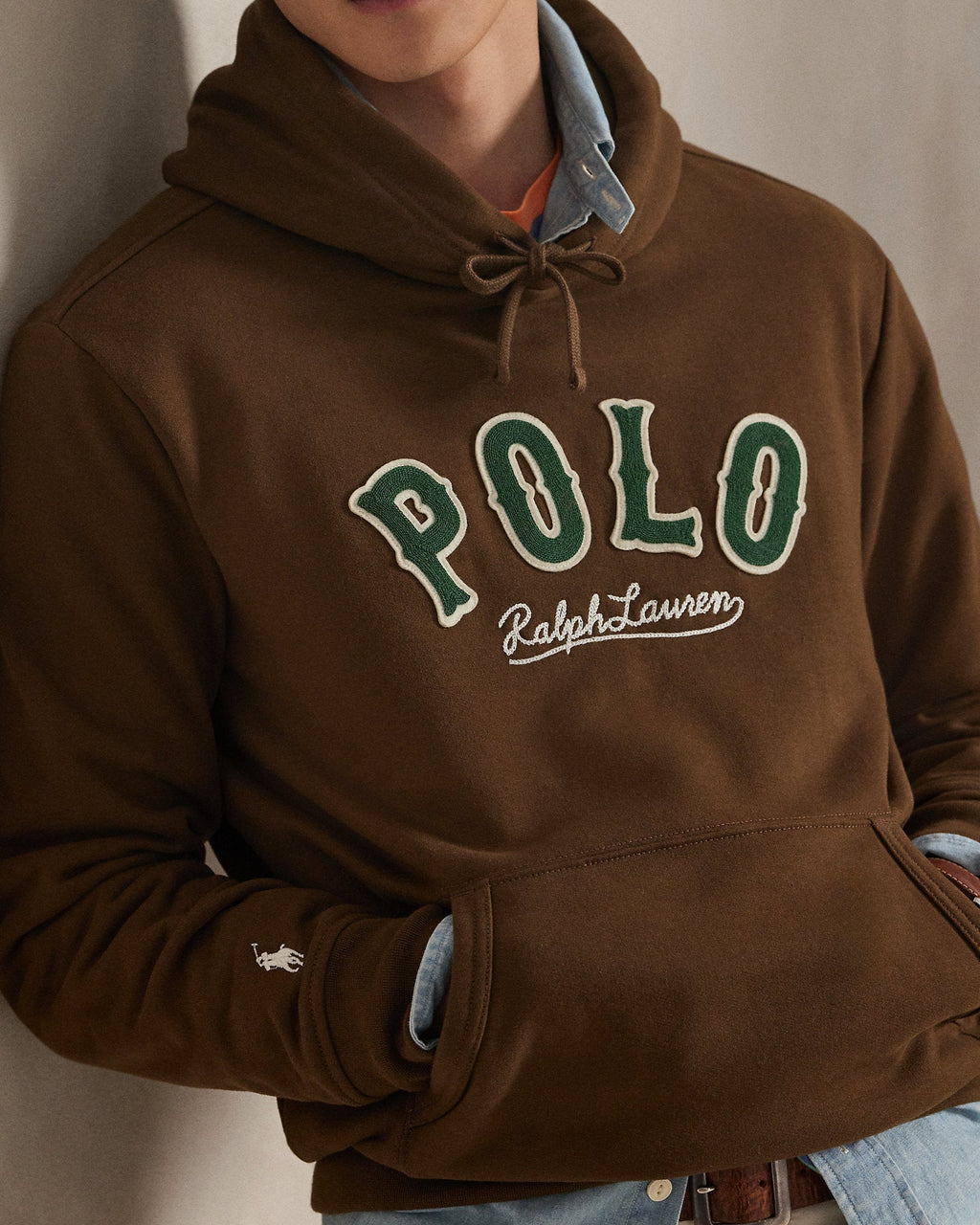 Ralph Lauren Men's The RL Fleece Western-Logo Hoodie  -  York Brown