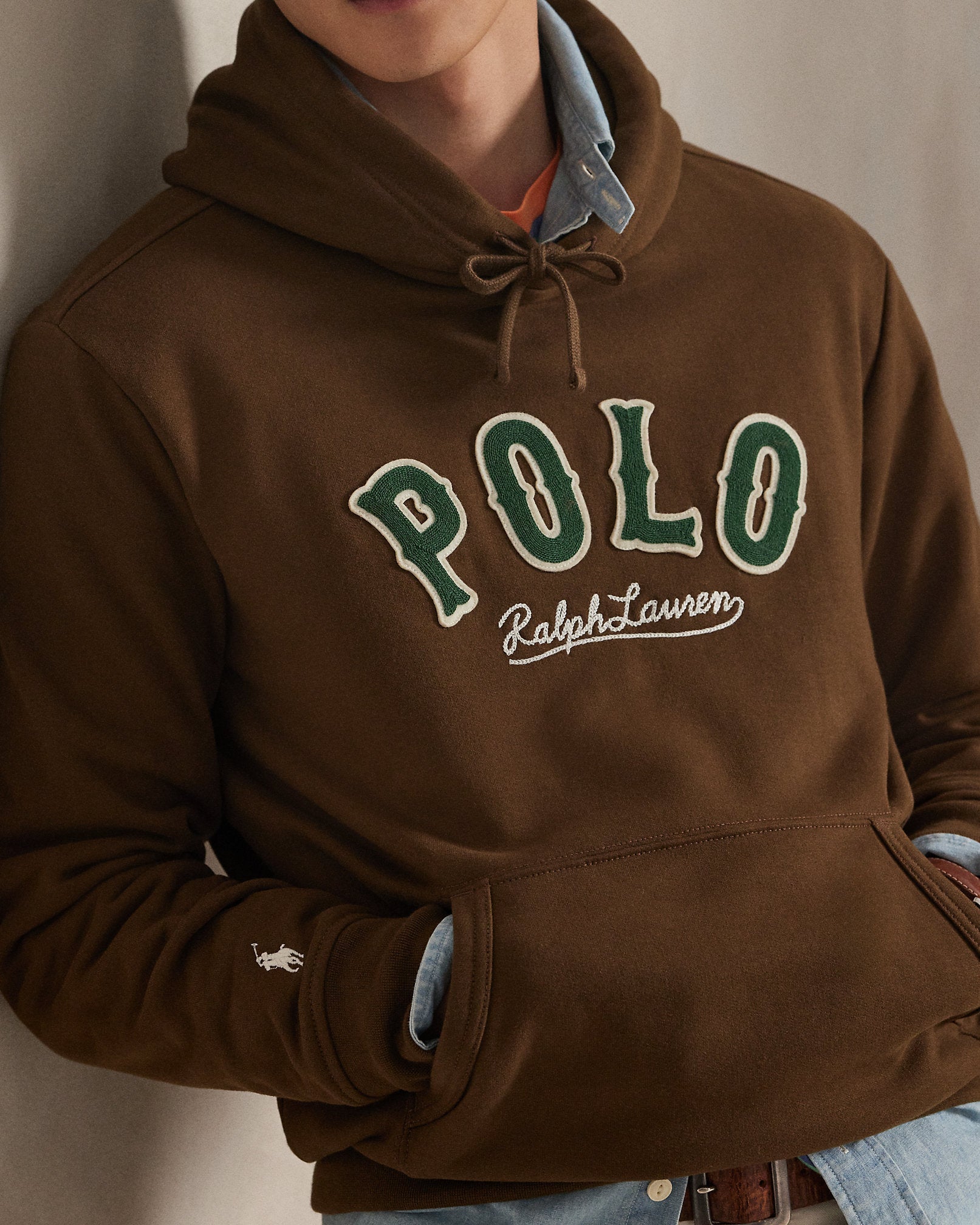 Ralph Lauren Men's The RL Fleece Western-Logo Hoodie  -  York Brown