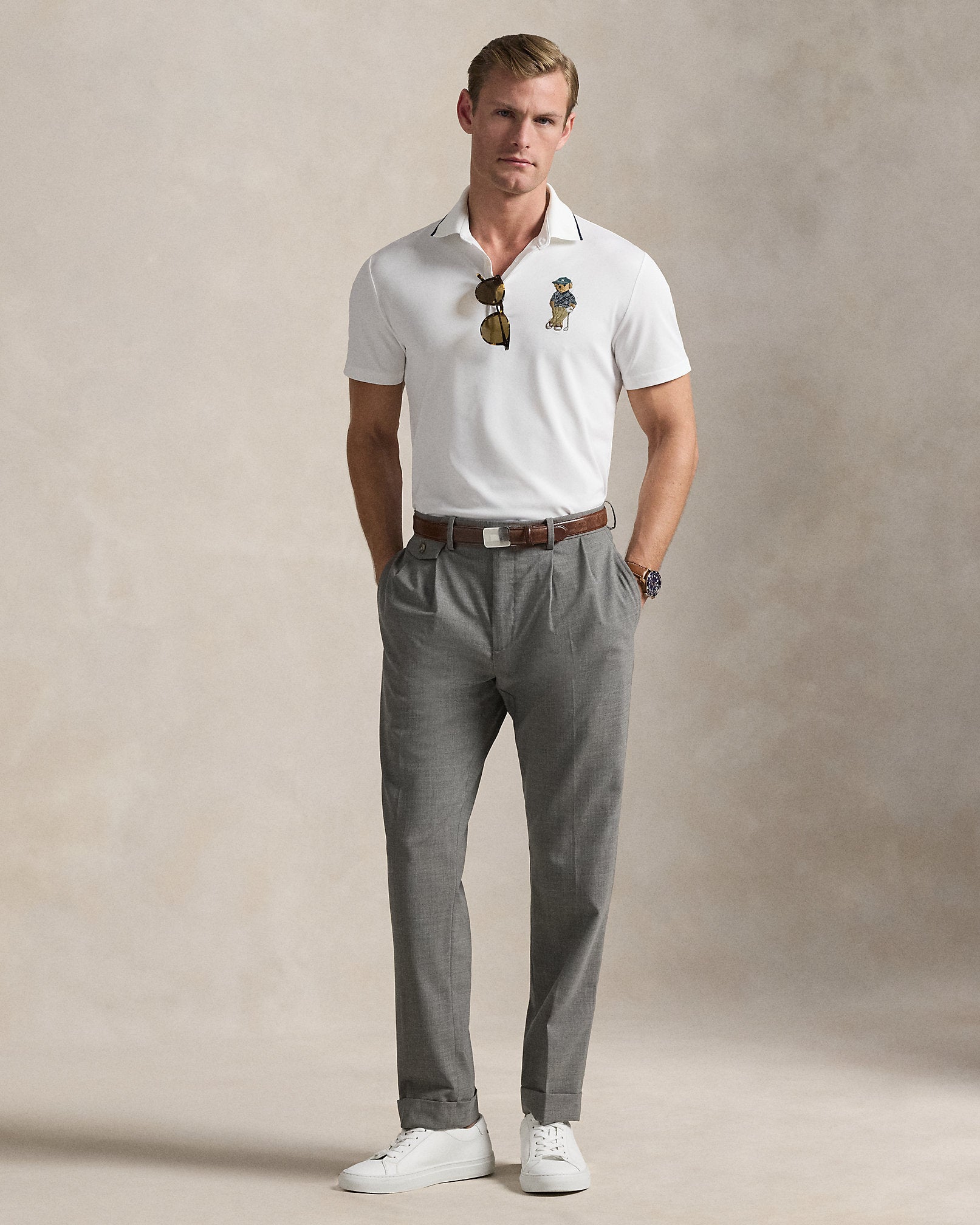 Ralph Lauren Men Tailored Fit Polo Bear Polo Shirt  -  Ceramic White