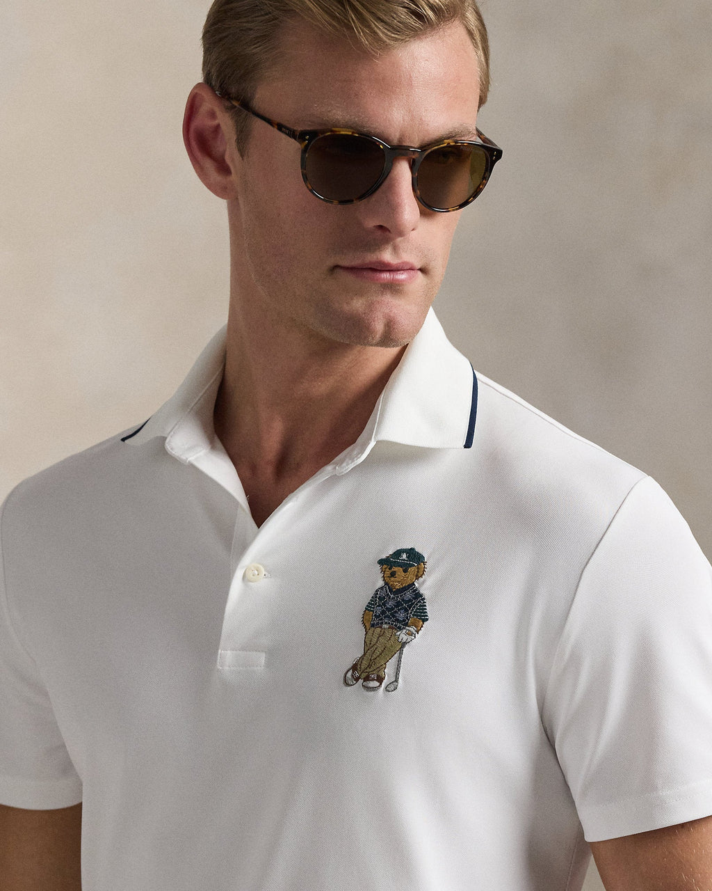 Ralph Lauren Men Tailored Fit Polo Bear Polo Shirt  -  Ceramic White
