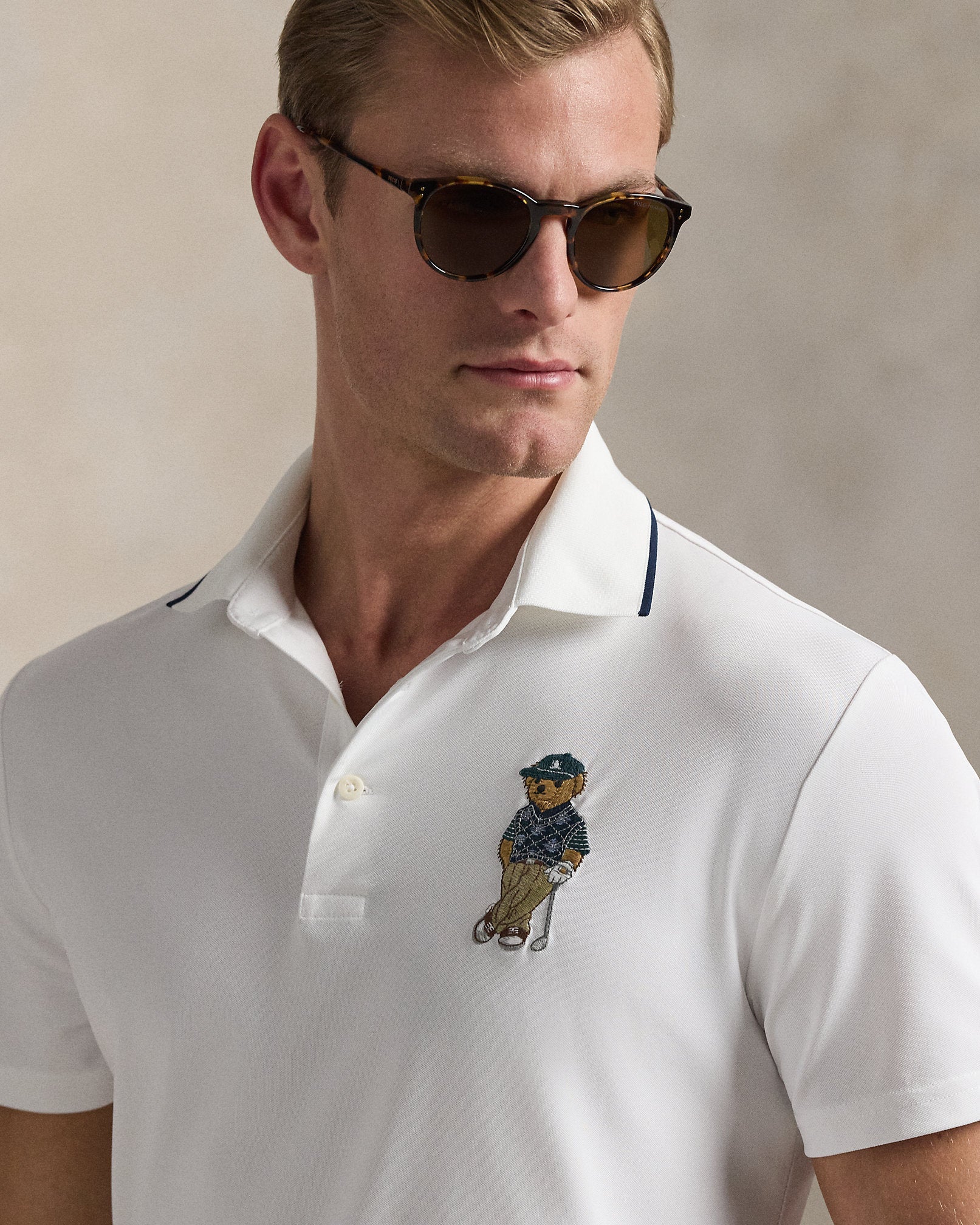 Ralph Lauren Men Tailored Fit Polo Bear Polo Shirt  -  Ceramic White